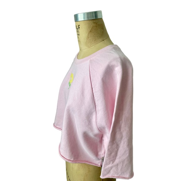BP. Pink Cropped Sweatshirt with Embroidered Flower size L nwt - Picture 2 of 6